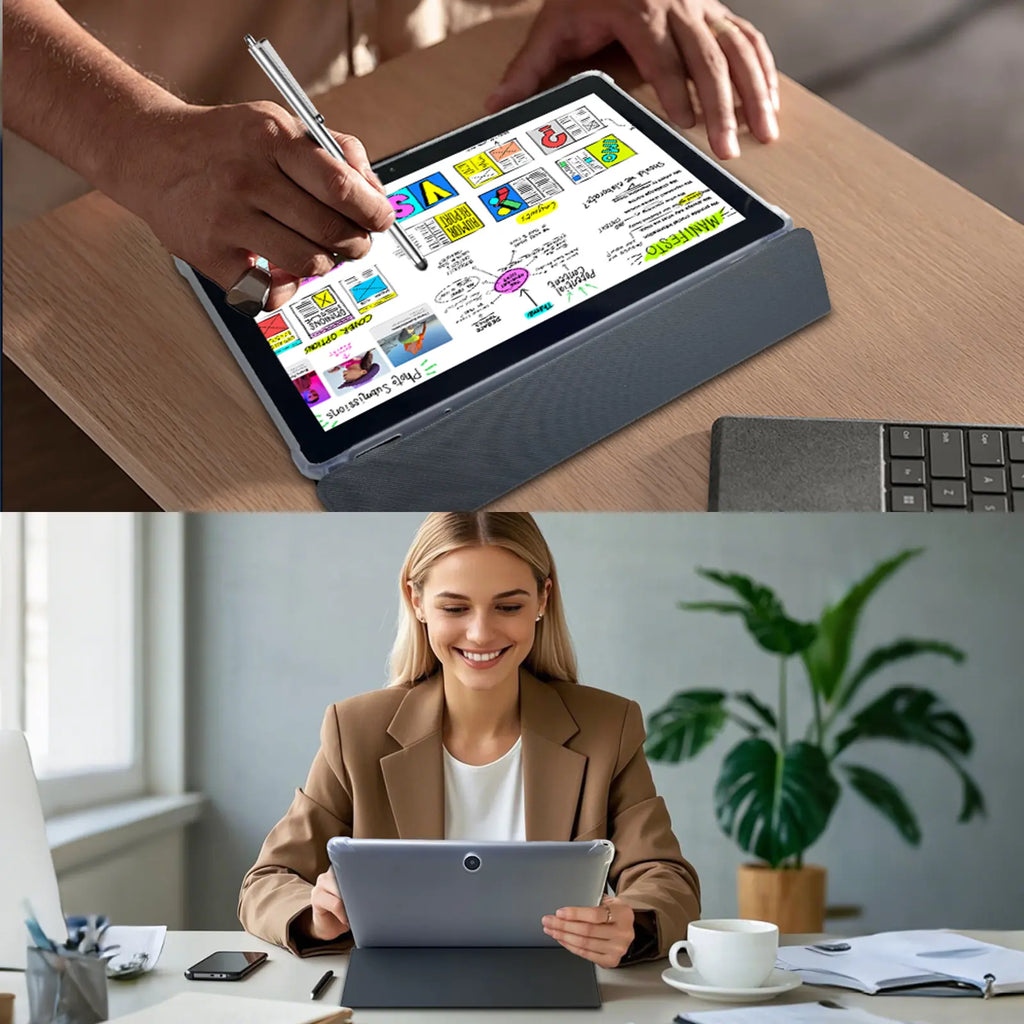 10.1 Inch Android 15 Tablet, Wireless Set with Keyboard, Mouse, Case, Stylus, Dual Camera