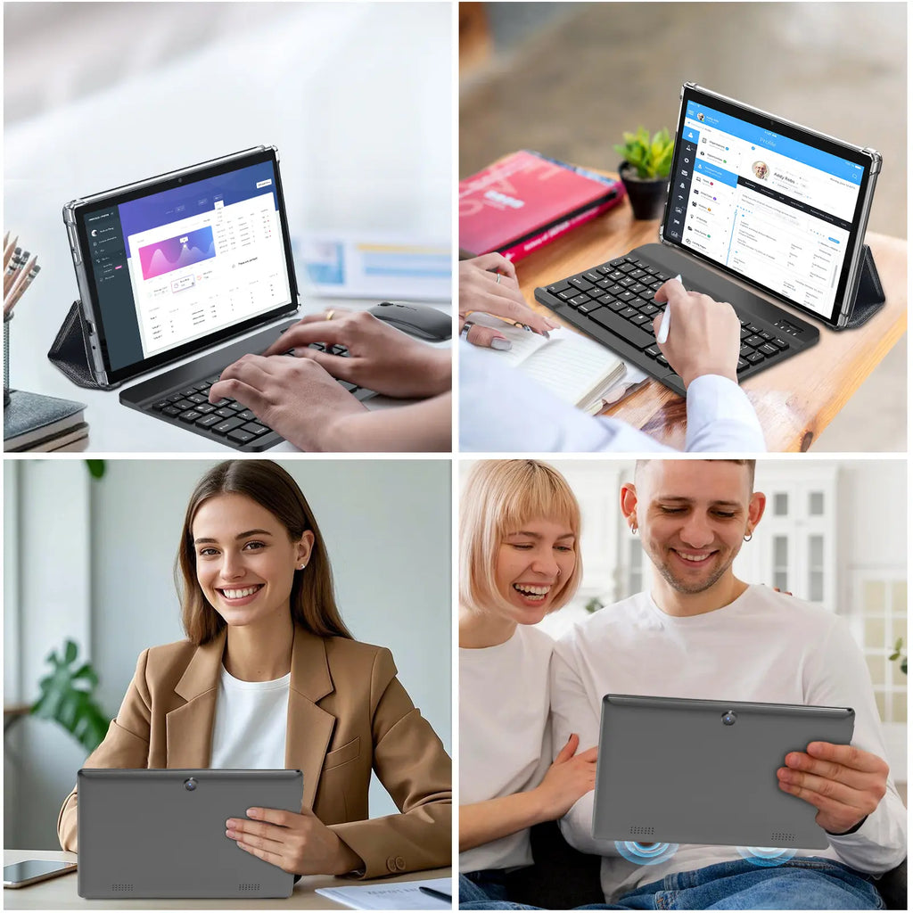 10.1 Inch Android 15 Tablet, Wireless Set with Keyboard, Mouse, Case, Stylus, Dual Camera